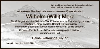 Traueranzeigen Von Wilhelm Willi Merz Trauer Hna De