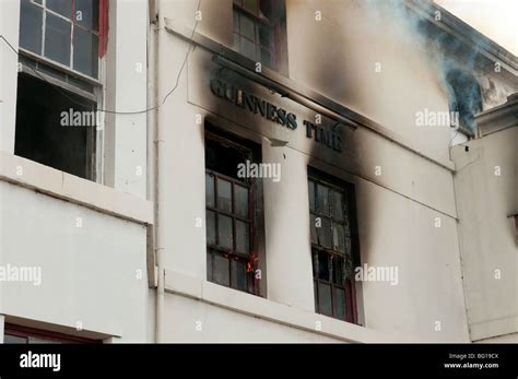 Pub On Fire With Fire And Smoke From Windows Stock Photo Alamy