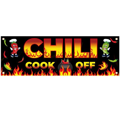 Chili Cook Off Banner Decorations, 41x24 Inch Fabric Chili Cook Off ...