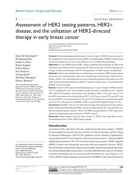 (PDF) Assessment of HER2 testing patterns, HER2+ disease, and the utilization of HER2-directed ...