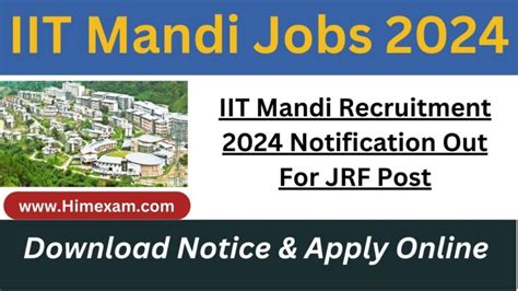 Iit Mandi Recruitment 2024 Notification Out For Jrf Post