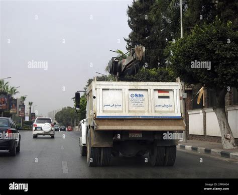 Cairo, Egypt, April 8 2023: Maintenance lift truck with a lifting ...