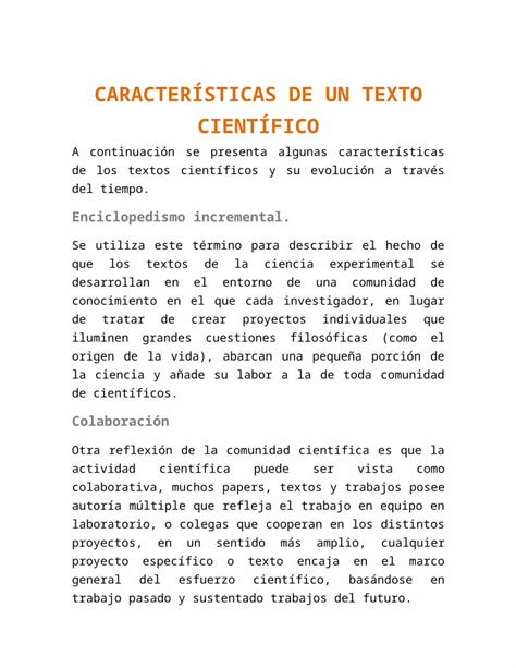 Docx Caracter Sticas De Un Texto Cient Fico Dokumen Tips