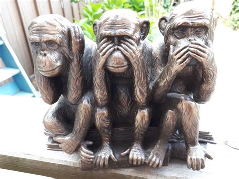 Three monkeys in a row, See no evil, Hear no evil, Speak no evil - Catawiki