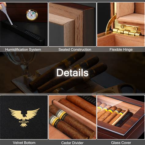 Bald Eagle Handmade Cigar Humidor Cedar Cigar Desktop Box With