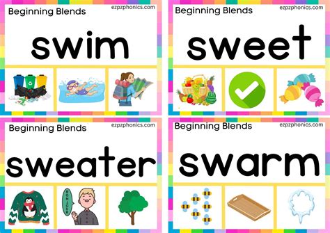 Sw Beginning Blends Clip Cards Read The Words And Clip The Correct