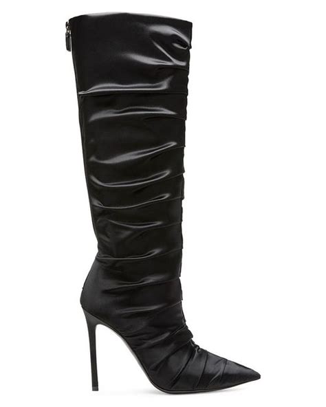 Stuart Weitzman Stuart Ruche 100 Satin Tall Boots In Black Lyst