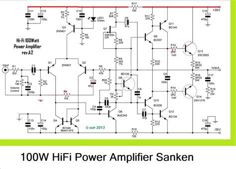 100 W Amplifier Circuit Diagram