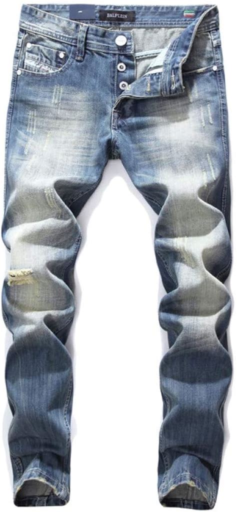 Dyczfz Los Hombres De Moda Jeans Azul N Jeans Rasgados Jeans