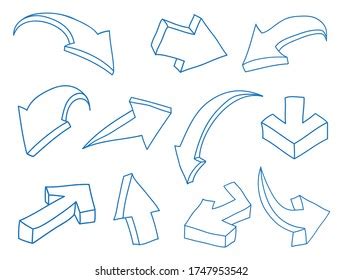 Hand Drawn Arrow Icon Setvector D Stock Vector Royalty Free