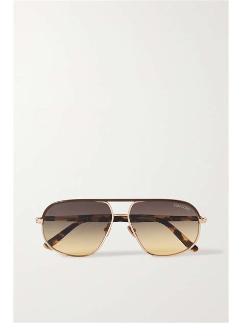 Tom Ford Eyewear Maxwell Aviator Style Gold Tone And Tortoiseshell