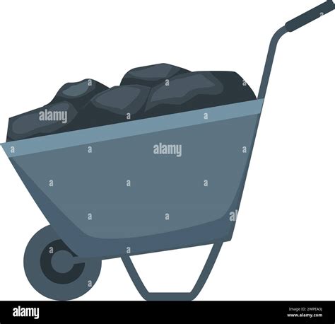 Full Wheelbarrow Of Coal Icon Cartoon Vector Coal Mining Cart Wagon