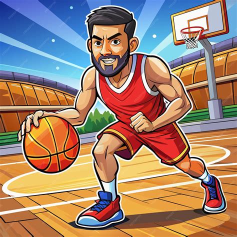 Premium Vector | A cartoon of a basketball player with a beard and a beard