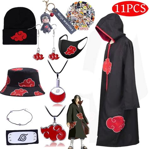 buy pcsset naruto akatsuki cosplay costume cloak kit   lowest