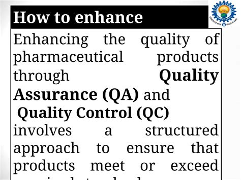 Quality Control And Quality Assurance In Pharmaceutical Industry Ppt