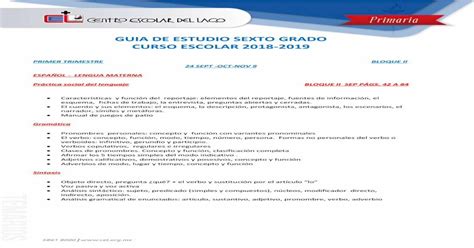 Guia De Estudio Sexto Grado Curso Escolar Alfredomora Cel