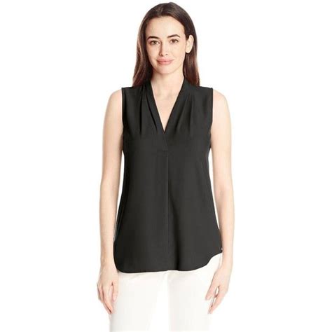 Calvin Klein Women S Sleeveless Blouse With Inverted Pleat