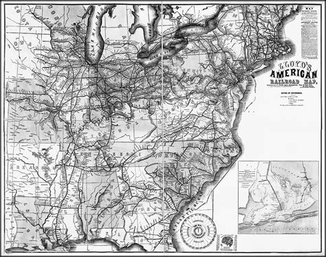 American Railroad Vintage Map 1861 Black And White Photograph By Carol