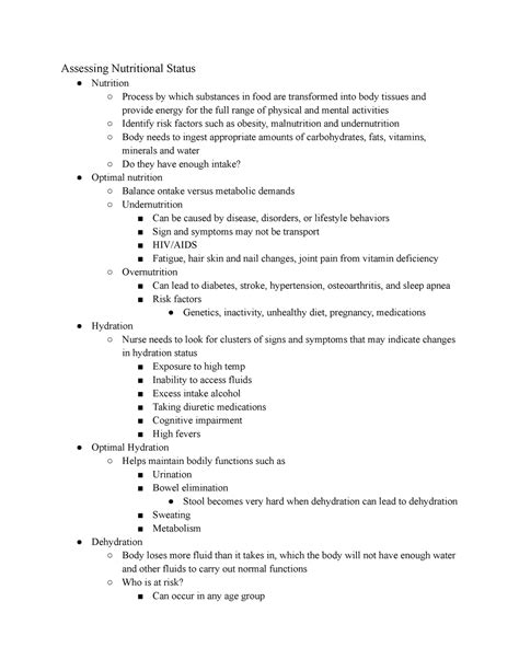 Assesing Nutrional Status Assessing Nutritional Status Nutrition