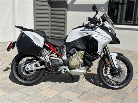 2023 Ducati Multistrada V4S Iceberg White Spoked Wheels Ride Eurocycle