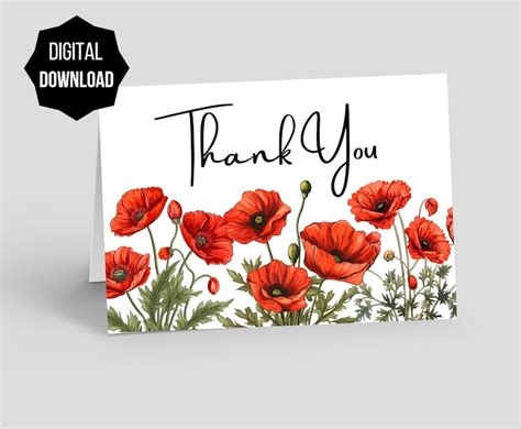 Printable Thank You Card Instant Download 7x5 Inch Thank You Etsy