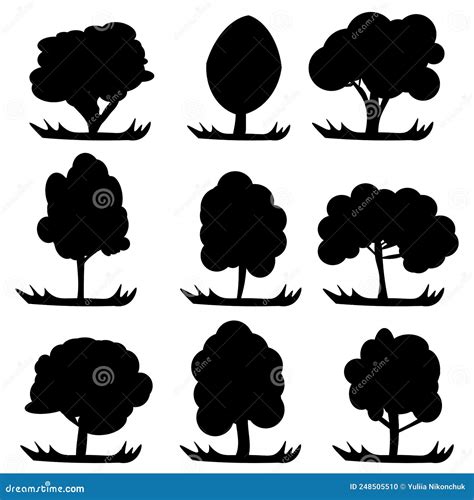 Silhouettes Of Trees In Vector Eps Silhouettes Of Various Trees