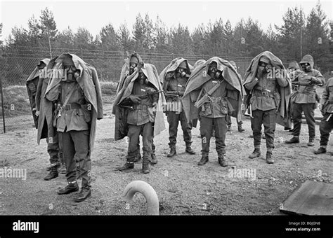 Swedish conscript soldier during chemical warfare training 1988. K3 ...