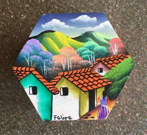 La Palma Folk Art from El Salvador Painted Recycled Hexagon | Etsy | El ...