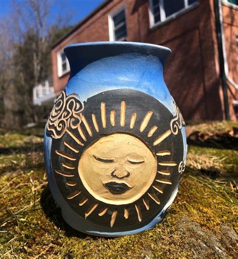 Celestial Sun And Moon Ceramic Vase Etsy