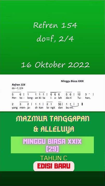 Refren Mazmur Tanggapan 16 Oktober 2022 Edisi Baru Minggu Biasa Xxix