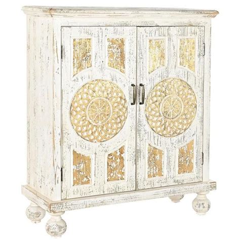 Buffet Haut Meuble De Rangement En Bois De Sapin Et MDF Coloris Blanc