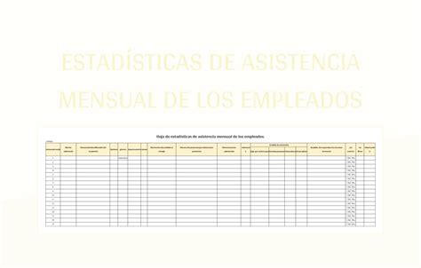 Plantilla De Excel Estadísticas De Asistencia Mensual De Los Empleados