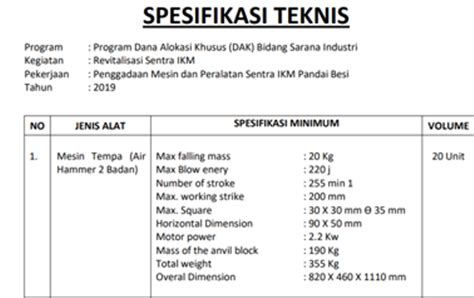 Detail Contoh Spesifikasi Teknis Koleksi Nomer 19