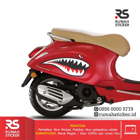 Jual Sticker Stiker Cutting Body Tepong Vespa Shark Teeth Mouth