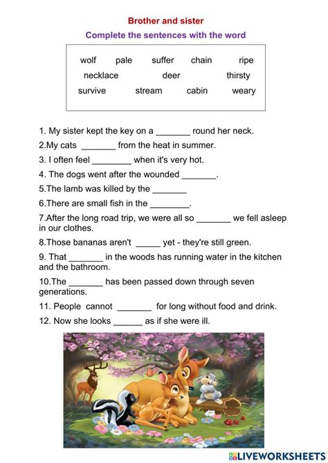 Brother And Sister Activity Live Worksheets