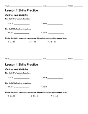 Fillable Online Find The Lcm Of Each Set Of Numbers Fax Email Print