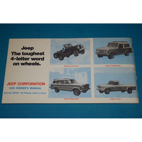 Original 1972 Amc Jeep Cj 5 Cj 6 Commando Wagoneer Truck Owners Manual