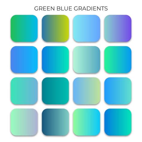 Premium Vector | Set of green blue gradient color palette