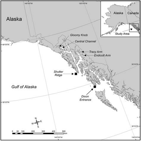 Map of the eastern Gulf of Alaska (GOA) including Southeastern Alaska... | Download Scientific ...