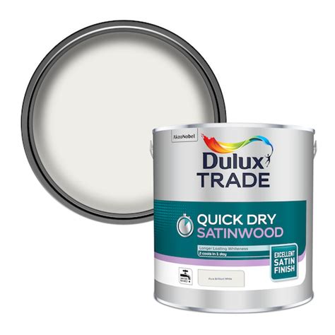 Dulux Trade Quick Dry Satinwood Brilliant White 25l Leyland Sdm