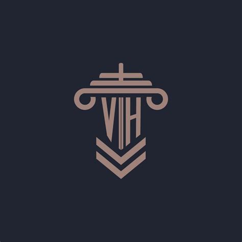 VH Initial Monogram Logo With Pillar Design For Law Firm Vector Image