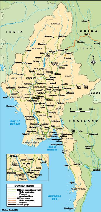 Myanmar - country map | Country profile | Railway Gazette International