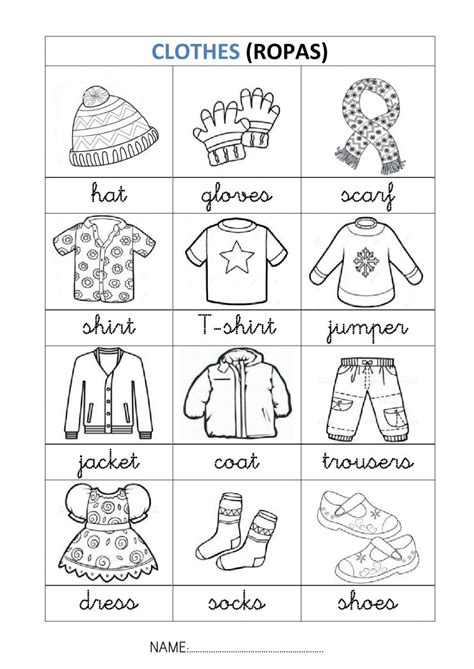 Vocabulary Clothes Vocabulary Pdf Clothes Words Worksheets School