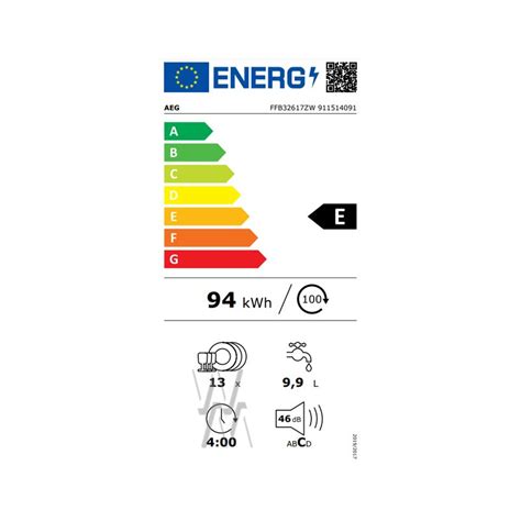 FFB32617ZW Lave Vaisselle Pose Libre AirDry E Aeg