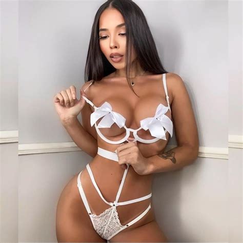 Body Laço Conjunto Lingerie Laço em fita Cetim super sensual
