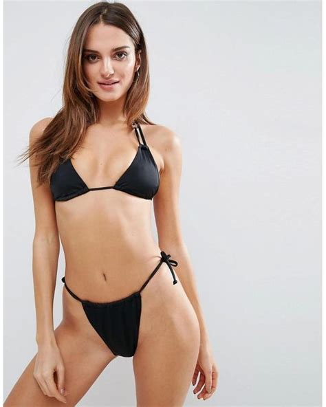 Missguided High Leg String Bikini Bottom In Black Lyst