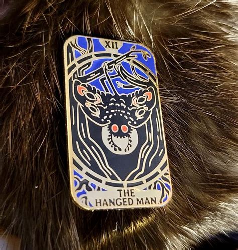 Mothman Tarot Pin Hanged Man Card Enamel Pin Cryptid Ita Bag Etsy