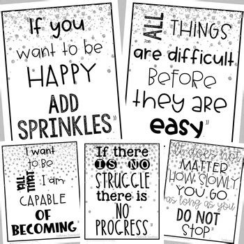 Growth Mindset Posters Silver Confetti Classroom Decor Motivational