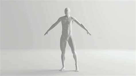 3D Rendering Of A Faceless Mannequin Standing In A Bright White Void