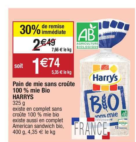 Offre Pain De Mie Sans Cro Te Mie Bio Harrys Chez Migros France